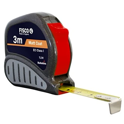 Imagen de FISCO TL3M Flexómetro profesional Clase i con caja ABS y empuñadura de goma (3 m x 13 mm), Negro