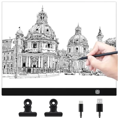 Imagen de Coolzon A3 Mesa de Luz para Calcar,LED Tableta Dibujo Portátil con Brillo Ajustable, Cable USB Animación, Bocetos, Diseño, Dibujo,5D Diamante Pintura