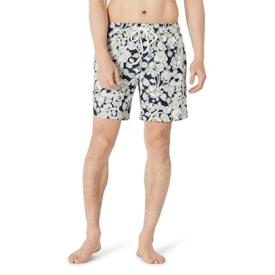 Imagen de Amazon Essentials Bañador de Secado Rápido 18 Cm Hombre, Azul Marino Folk Floral, XS