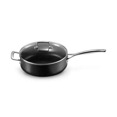 Imagen de Le Creuset Sauté de aluminio antiadherente con tapa, diámetro 26 cm, para todas las fuentes calor, incluso la inducción, Antracita/Plateado, 51110260010302