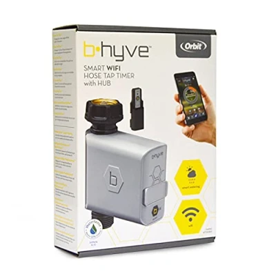 Imagen de S&amp;M Orbit B Hyve 94990 Programador Inteligente de riego con Enchufe Wi Fi para Grifo Manguera