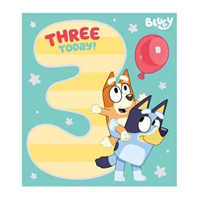 Imagen de Danilo Promotions Bluey Tarjeta de felicitación para 3 cumpleaños, diseño oficial