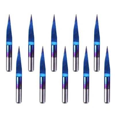 Imagen de Broca de ranura en V 15 grados, 0,1 mm carburo PCB nano azul para grabado capa tungsteno fresa CNC fresadora tungsteno, vástago 1/8 pulgadas carpintería