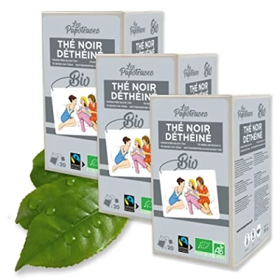Imagen de LES PAPOTEUSES té negro Orgánico descafeinado de China 60 bolsas Comercio Justo y Certificado Set 3 cajas 20 sobres hojas