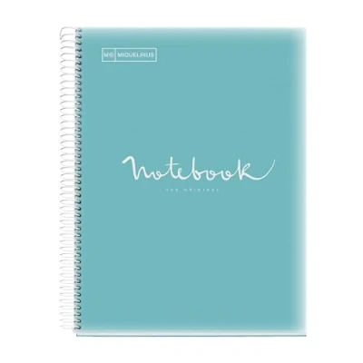 Imagen de Miquelrius Cuaderno A4 Notebook Emotions, 80 Hojas 90 g/m², Rayado Séyès, 1 Franja de Color, Espiral Microperforado, Tapa Polipropileno, 4 Taladros, Color Azul Cielo
