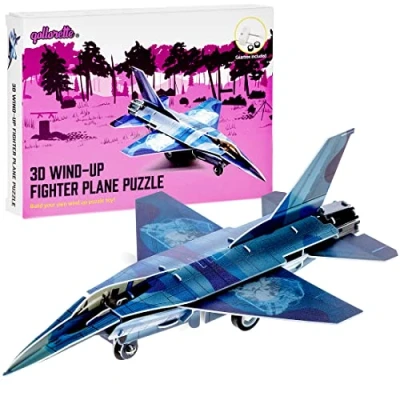 Imagen de qollorette Juguetes de Cuerda Vehiculos Construccion Juguete Educativos Aviones Combate Montados Militares para Niños 3D Puzzle en Miniatura y Niñas