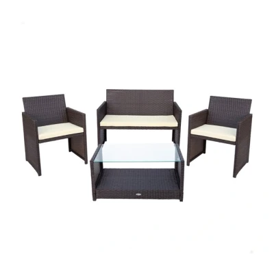 Imagen de Aktive 61069 Conjunto jardín exterior, Muebles para y terraza ratán, Incluye 2 sillones 1 sofá exterior mesa