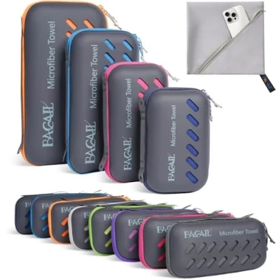 Imagen de BAGAIL Toallas de Viaje Microfibra, Campamento, baño y Playa, Secado rápido Súper absorción Agua Compacto, Muy Adecuado para el Deporte Fitness