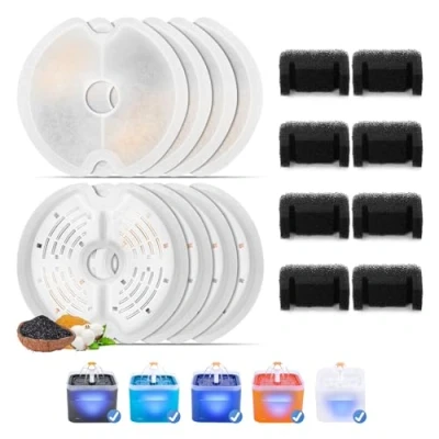 Imagen de 8 Piezas Filtros de Fuente Agua para Gatos 2L&amp;2.5L Gatos, Feriva Repuesto Gato, Ttriple Filtración fuentes mascotas(8+8)