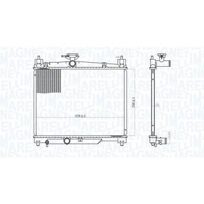 Imagen de MAGNETI MARELLI 350213164800 Radiador, refrigeración del motor 350 478 16 Aletas soldadas TOYOTA: Yaris I Hatchback