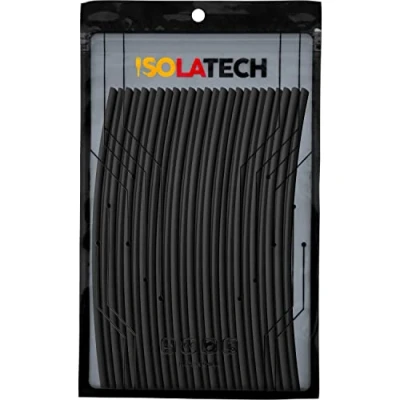 Imagen de ISOLATECH tubo termoretráctil 3:1 set sin adhesivo negro Ø3mm 5,0 metros en 25pcs x 20cm para accesorios USB cable aislamiento UV resistente etiquetar reparación