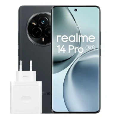 Imagen de realme 14 Pro 5G Smartphone, 8+256GB, Dimensity 7300, Cámara Sony IMX882 OIS de 50MP, Pantalla Curva 120Hz, Resistencia al Agua IP69, Batería 5260mAh, Carga Rápida 45W SUPERVOOC, Grey