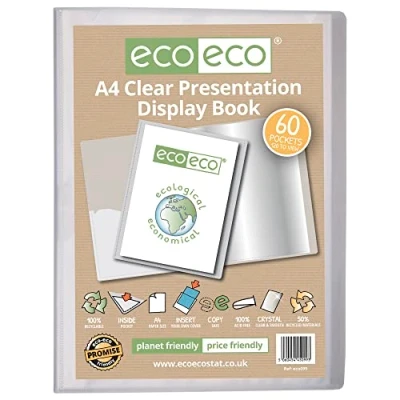Imagen de eco Eco099 Carpeta de presentación transparente con 60 bolsillos, tamaño A4, 50% reciclado, fundas plástico