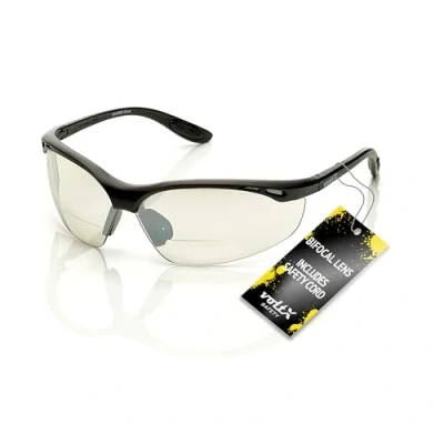 Imagen de voltX &#039;CONSTRUCTOR&#039; (ESPEJO dioptría +2.5) Gafas de seguridad Lectura BIFOCALES que cumplen con la certificación CE EN166F / para Ciclismo incluye cuerda Reading Safety Glasses