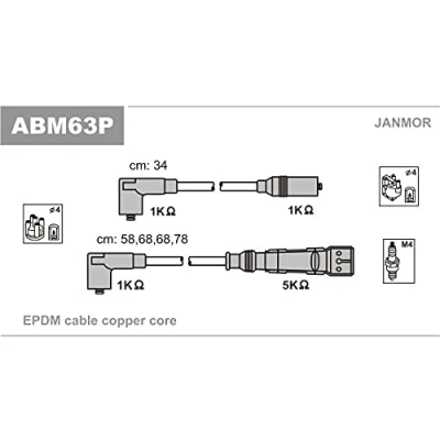 Imagen de JANMOR ABM63P Juego de Cables Encendido VOLKSWAGEN: Polo II Coupé