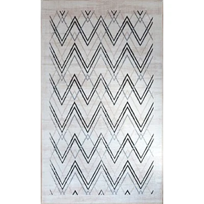 Imagen de MANI TEXTILE TPS_BERB_ZIGZAG120 Alfombra, Poliéster, Beige, 120 x 180