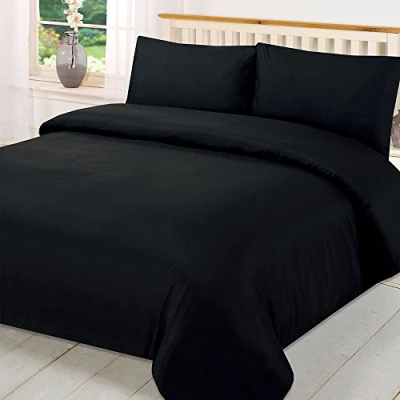Imagen de Brentfords Juego de Ropa Cama, 100% poliéster, Microfibra Suave, Negro, Rey, Matrimonio