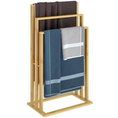 Imagen de Toallero baño de pie bambú con 3 barras 40x24x82cm