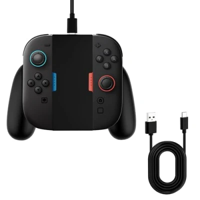 Imagen de Mcbazel Estación de Carga para Nintendo Switch 2, Agarre del Controlador Mandos Joycon Magnético Estable 2 Negro