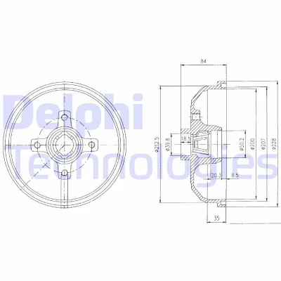 Imagen de DELPHI BF111 Tambor de Freno sin anillo sensor ABS, cojinete rueda 228 OPEL: Corsa B Hatchback, A CC, TR