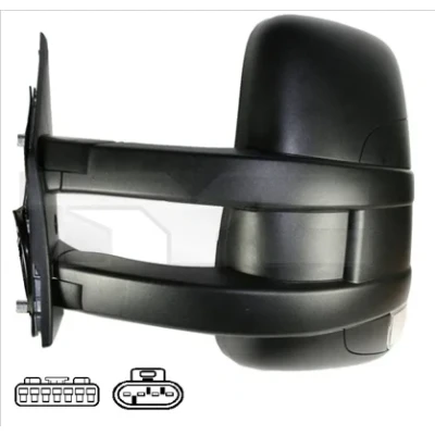 Imagen de espejo retrovisor Tyc 315 0020 izquierda para ajuste elect. espejo, convexo, calefactable, con sensor de temperatura, brazo largo