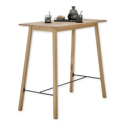 Imagen de Stella Trading Duke Bar de Madera Maciza Roble Mesa Alta Moderna con Estructura Metal para Cocina y Comedor, Jules, 120 x 104 60 cm (B/H/T)
