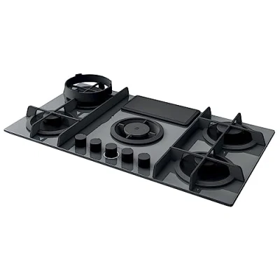Imagen de Elica; Placa de gas con extractor integrado NIKOLATESLA FLAME GR/A/88; Couleur : vidrio gris