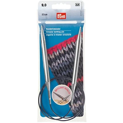 Imagen de Prym Agujas de Tejer Circulares MS 80 cm 9,00 mm Plata, Latón, Plateado, 9.0