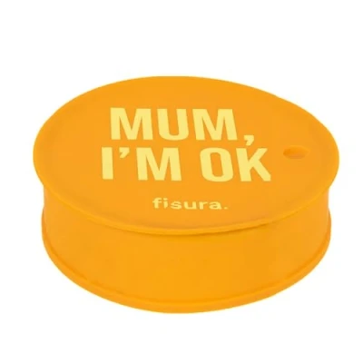 Imagen de Fisura Tapa vasos antidroga “Mum I&#039;m ok&quot;. Protector de bebida original azul. Cubierta para bebidas reutilizable. Protección vaso antiderrame Hecho silicona.