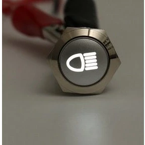 Imagen de Alamor 12V 19Mm Metal Plateado Led Botón Encendido Apagado Interruptor Luz Símbolo Blanco