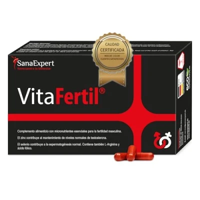 Imagen de SanaExpert VitaFertil Suplemento Nutricional para Mejorar la Fertilidad Masculina Con L arginina, Zinc y Vitaminas Esenciales 60 Cápsulas Fabricado en Alemania