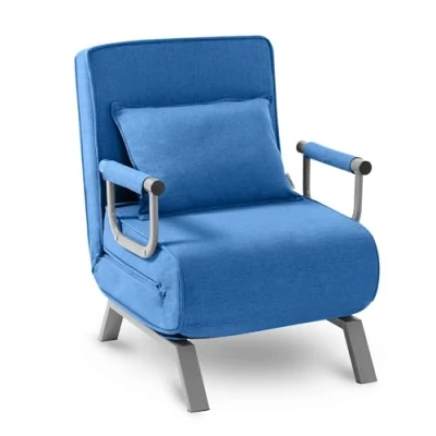 Imagen de Makika Sillón Sofá Cama Ted 3en1 Plegable con Reposabrazos Respaldo Ajustable Almohada incluida hasta 200 kg Tumbona Reclinable Relax en Azul