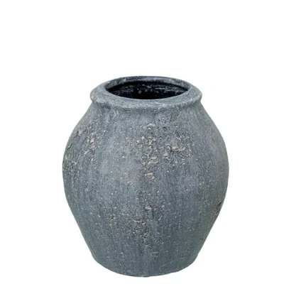 Imagen de DRW Jarron de sobremesa Ceramica en Gris Rustico 14x14x15 cm