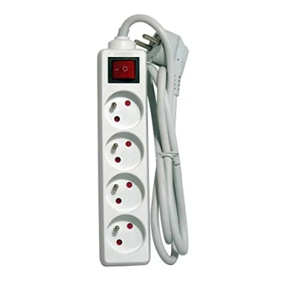 Imagen de Chacon Regleta con Interruptor (4 enchufes, 16 A, 3 m), Color Blanco