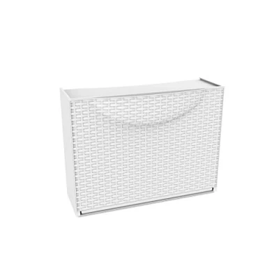 Imagen de Zapatero Terry Harmony Box, blanco con acabado de ratán, 51 x 19 39 cm