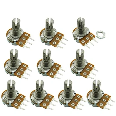 Imagen de Aihasd 10pcs B20K 20K Ohm Ajustamiento Soltero Lineal Giratorio Afilar potenciómetro Shaft 15 mm