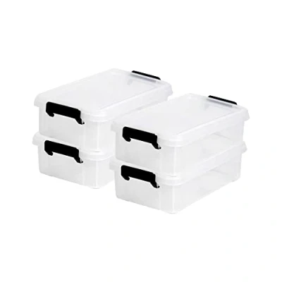 Imagen de Iris Ohyama, cajas de almacenamiento plástico, multifunción, 4 L, tapa, mango ergonómico, escritorio, sala, salón DDMBX transparente