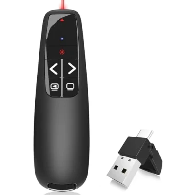 Imagen de TOZKZO Puntero Presentaciones Inalámbrico, 2 en 1 USB Tipo C Mando Powerpoint, Pasador de Diapositivas para Computadora PPT Windows Linux (Pilas No Incluidas)