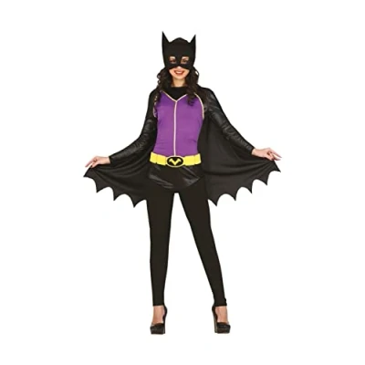 Imagen de FIESTAS GUIRCA Disfraz de Super Heroína Murciélago Atuendo Completo con Capucha, Capa, Mono y Cinturón para Mujer Adulta Talla M 38 40