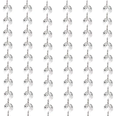 Imagen de Belle Vous Abalorios Cristal Transparente para Araña Guirnalda Cadena (Pack de 6) Manualidades 1M Largo Octagonales 1,5 cm Bodas/Fiestas, Joyas