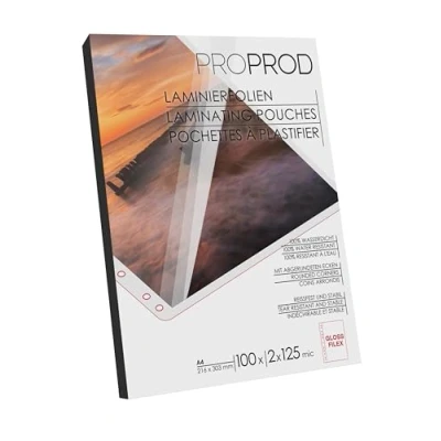 Imagen de ProProd Fundas para plastificar con agujeros listos carpeta, A4 2x125mic 100 unidades brillante