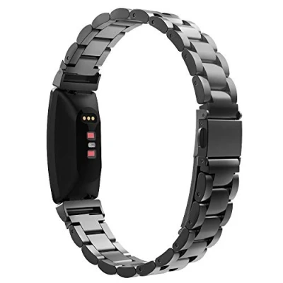 Imagen de MoKo Correa Compatible con Fitbit Inspire/Inspire HR/Inspire 2 Reloj, Doble Botones Plegable Pulsera del Metal Acero Inoxidable Negro