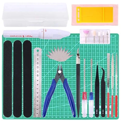 Imagen de Keadic Gundam Modeler Juego de 29 herramientas básicas para manualidades con una funda plástico y bolsa montaje edificios