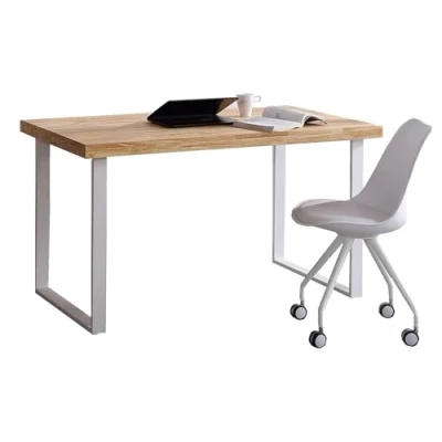 Imagen de Skraut Home Escritorio Mesa de Estudio y Comedor Madera Metal Color Roble Blanco 120 x 60 73 cm