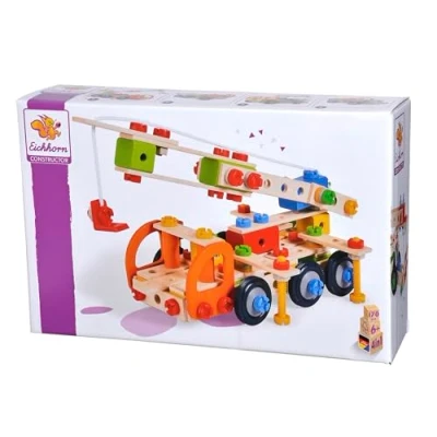 Imagen de Eichhorn Crane 4 Modelos Variantes: grúa, Jeep, camión Remolque, 170 Piezas, FSC 100%, Madera de Haya, plástico, BSK, 6J+. Fabricado en Alemania, Multicolor (100039094)