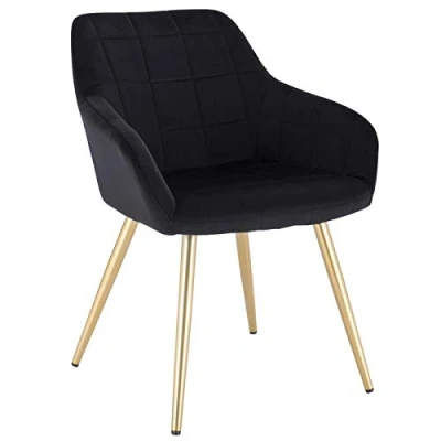 Imagen de WOLTU 1 x Sillas de Comedor Nordicas Estilo Vintage Juego 1, Silla Cocina Tapizada con Reposabrazos Tapizadas Terciopelo, Estructura Metal, Azul BH232bl