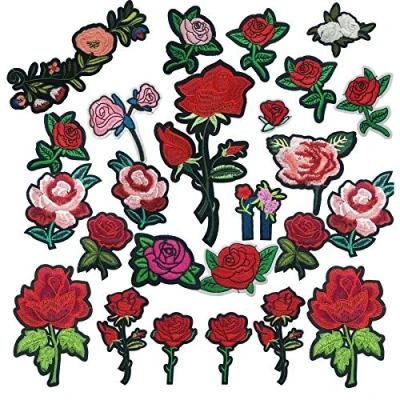 Imagen de Woohome Patch Sticker, 25 Pz Parche Termoadhesivo de Rosa Flores, Parches para Planchar Ocoser en Parchespara Ropa, Mochila, Gorras, Repara
