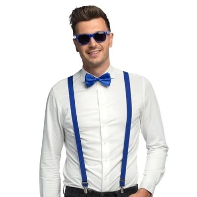 Imagen de Boland juego de disfraces 3 piezas, accesorios con tirantes, gafas y pajarita, para festivales, JGA, carnaval fiestas temáticas