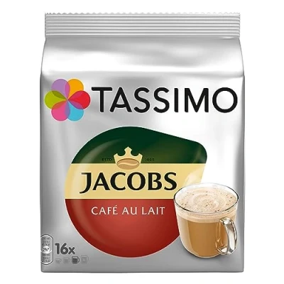 Imagen de Tassimo Jacobs café au lait cápsulas de con leche, tostado y molido, 16 (T Discs)