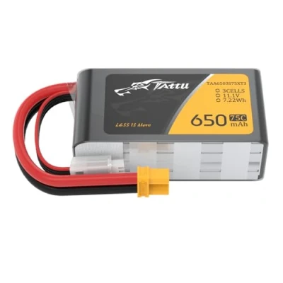 Imagen de Tattu Batería Lipo 3S 650mAh 11.1 V 75C Pack con XT30 Conector para FPV Racing UAV dron cuadricóptero tamaño 100 hasta 180